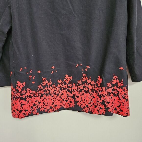 The Limited Blk/Red Floral Border Open Front Dress Jacket Womens Size 10 - Picture 7 of 9